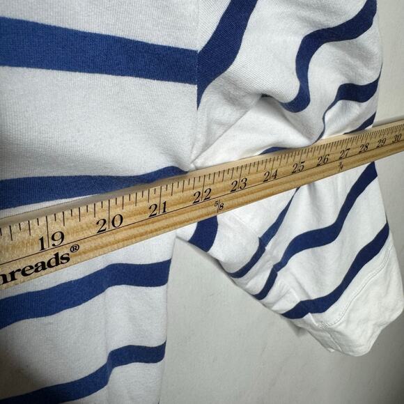 T by Talbots Striped Quarter Zip Pullover Sweatshirt XL Blue Green White Casual - Picture 7 of 10